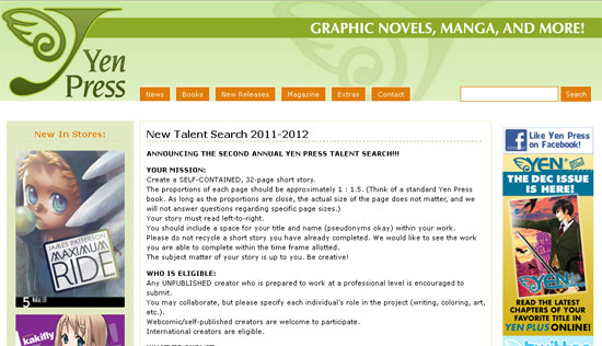 Yen Press New Talent Search for Manga Artists